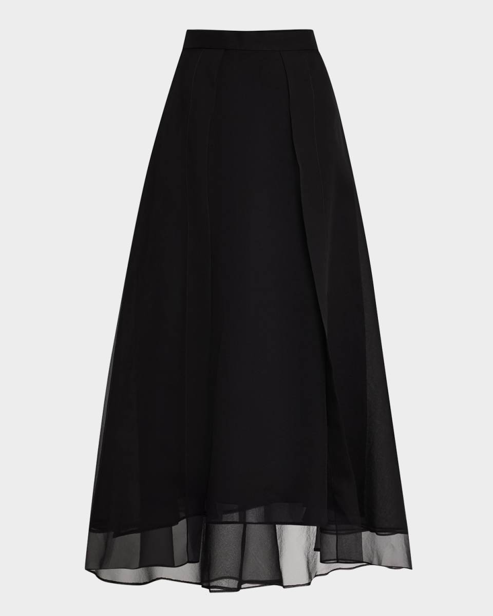 Crispy Silk Paneled Maxi Circle Skirt